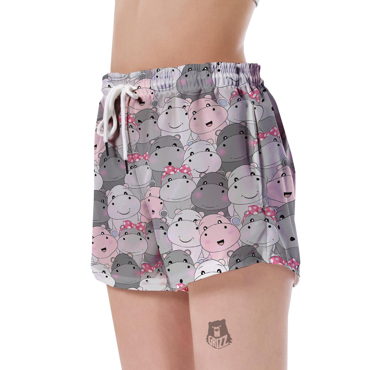 Hippo Cute Print Pattern Women's Shorts-grizzshop