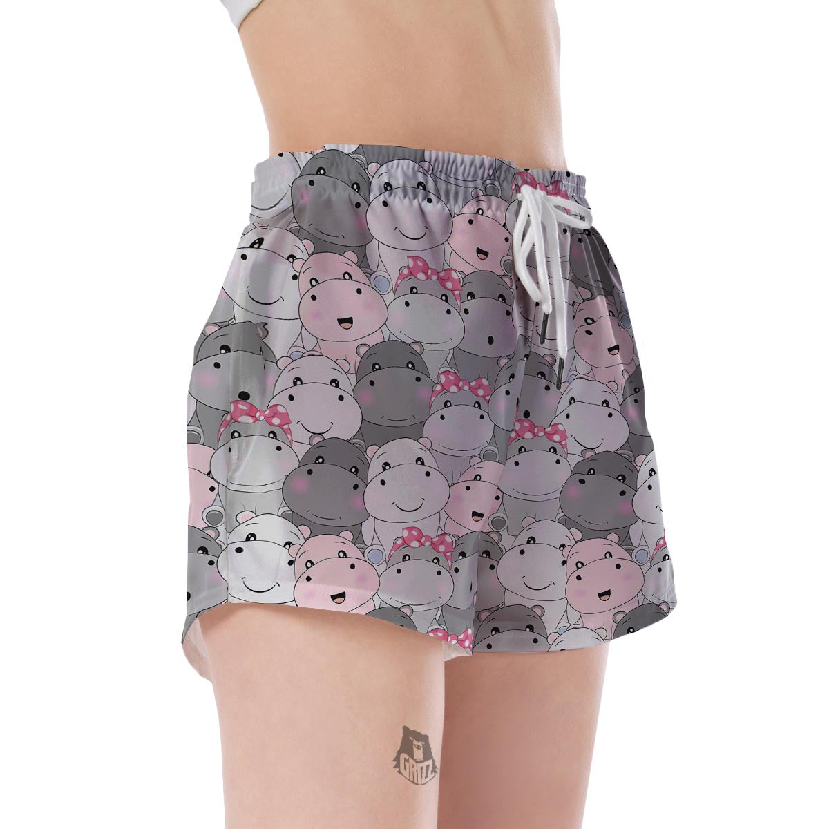 Hippo Cute Print Pattern Women's Shorts-grizzshop