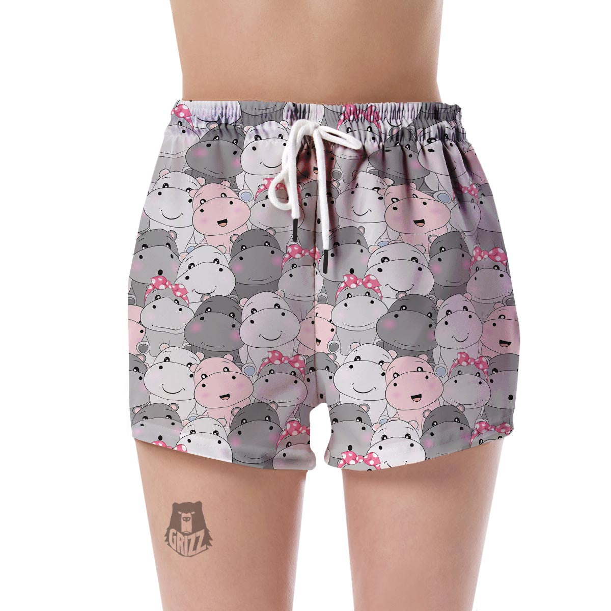 Hippo Cute Print Pattern Women's Shorts-grizzshop