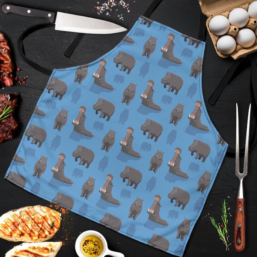 Hippo Pattern Print Men's Apron-grizzshop