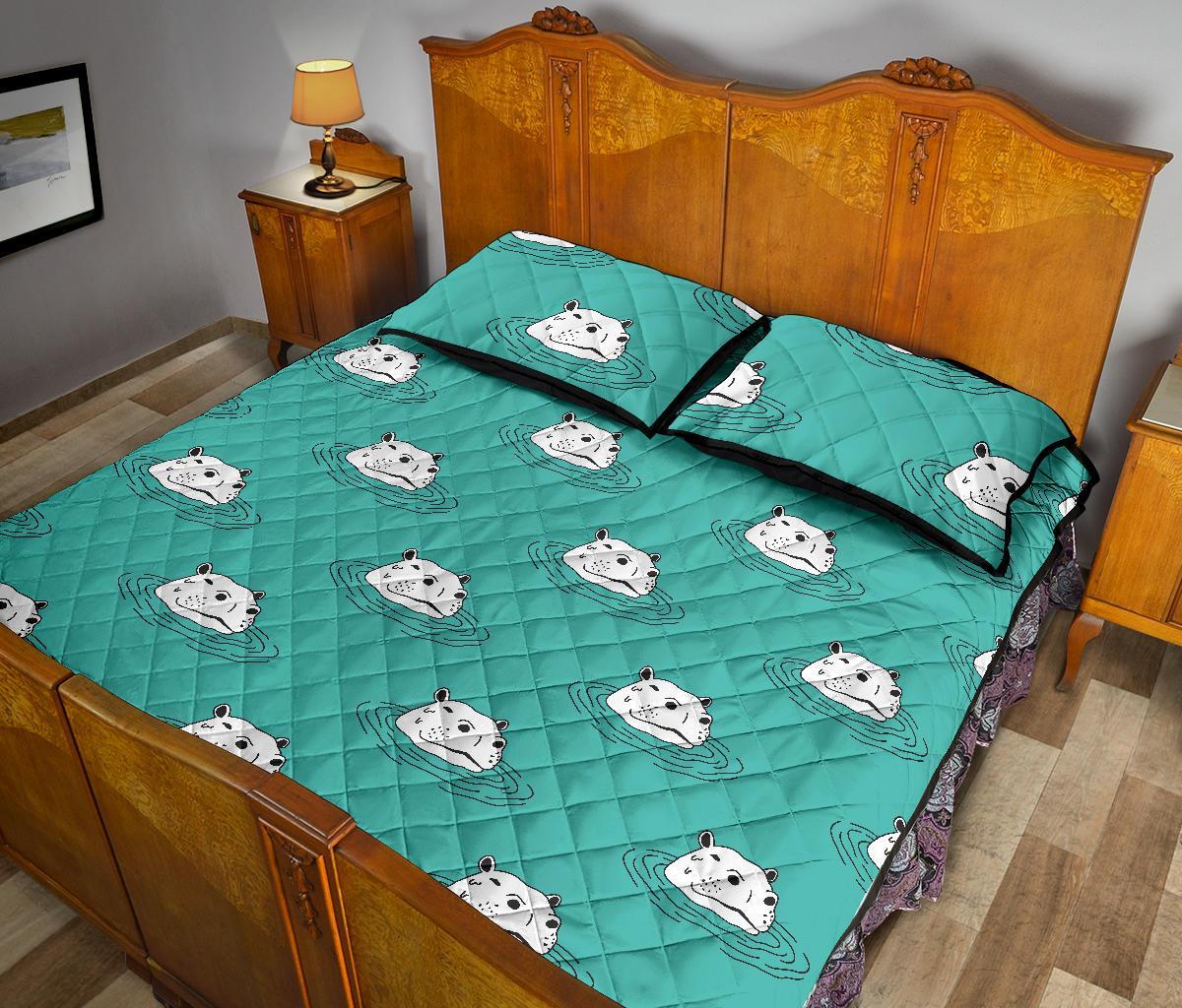 Hippo Print Pattern Bed Set Quilt-grizzshop