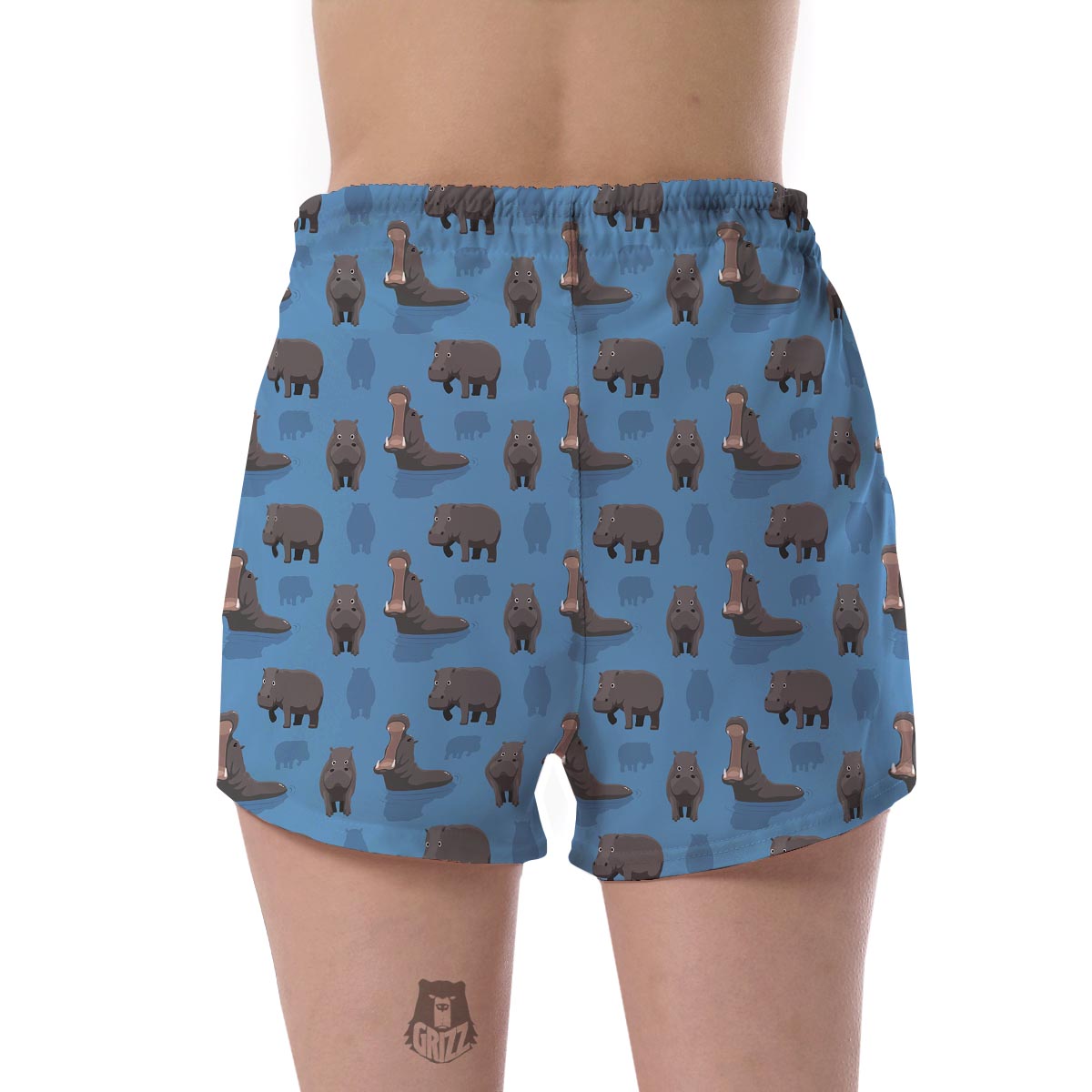 Hippo Pattern Print Women's Shorts-grizzshop