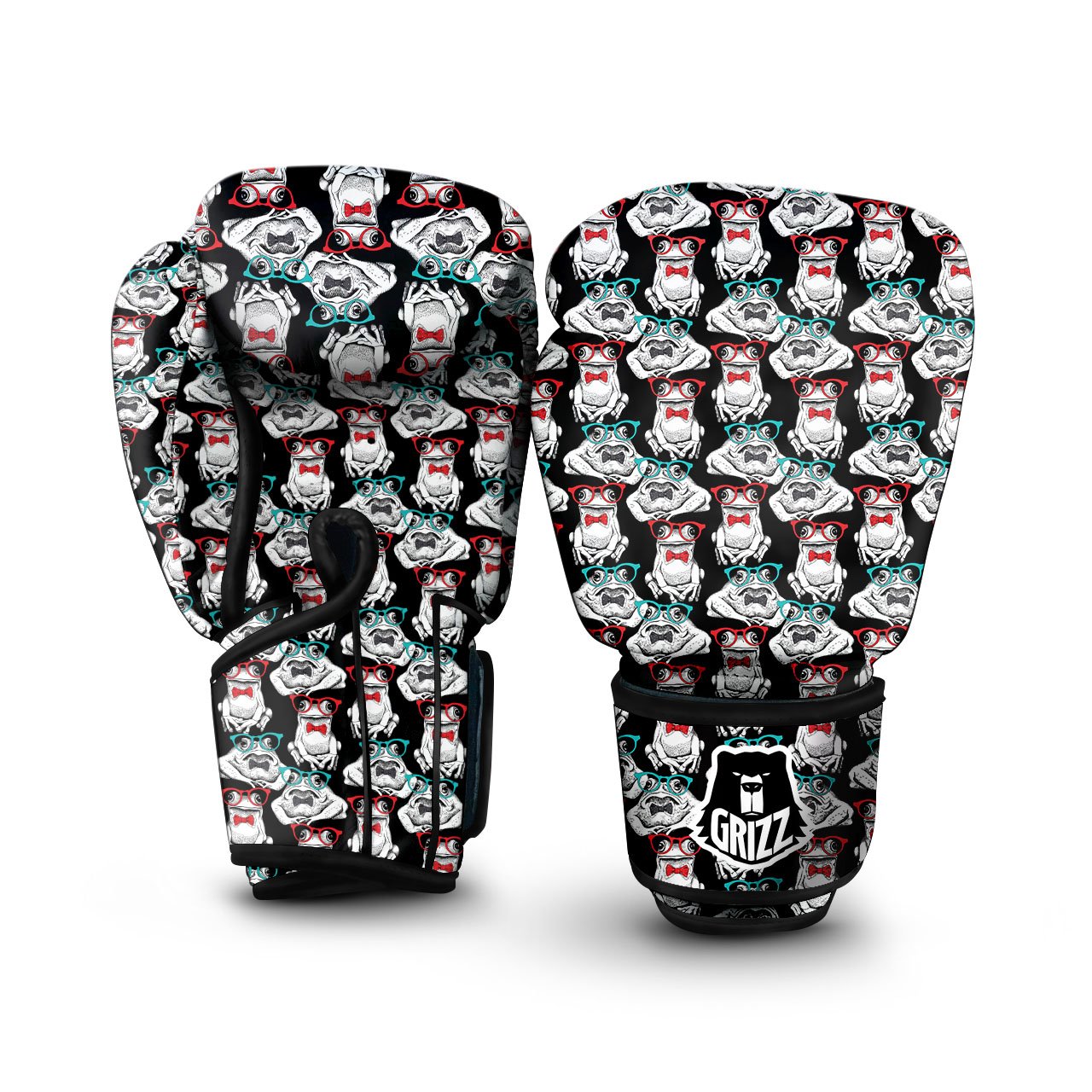 Hipster Frog Print Pattern Boxing Gloves-grizzshop