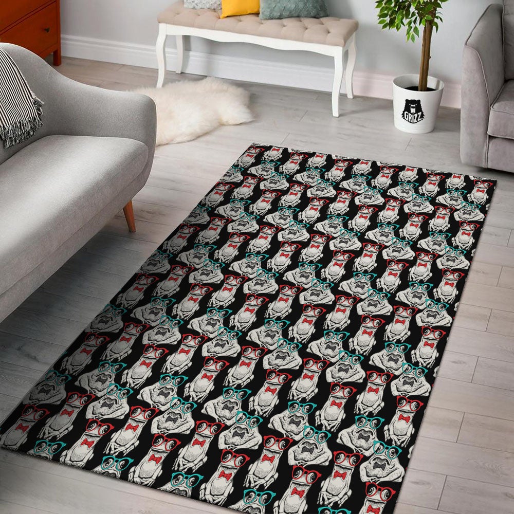 Hipster Frog Print Pattern Floor Mat-grizzshop