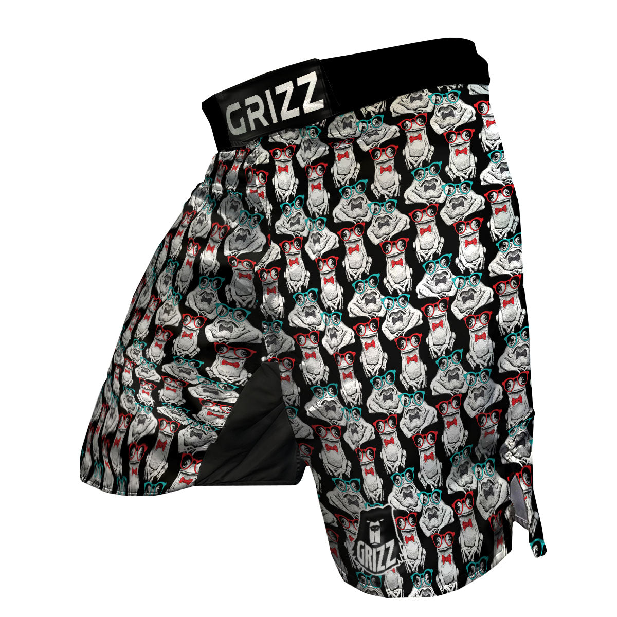 Hipster Frog Print Pattern MMA Shorts-grizzshop