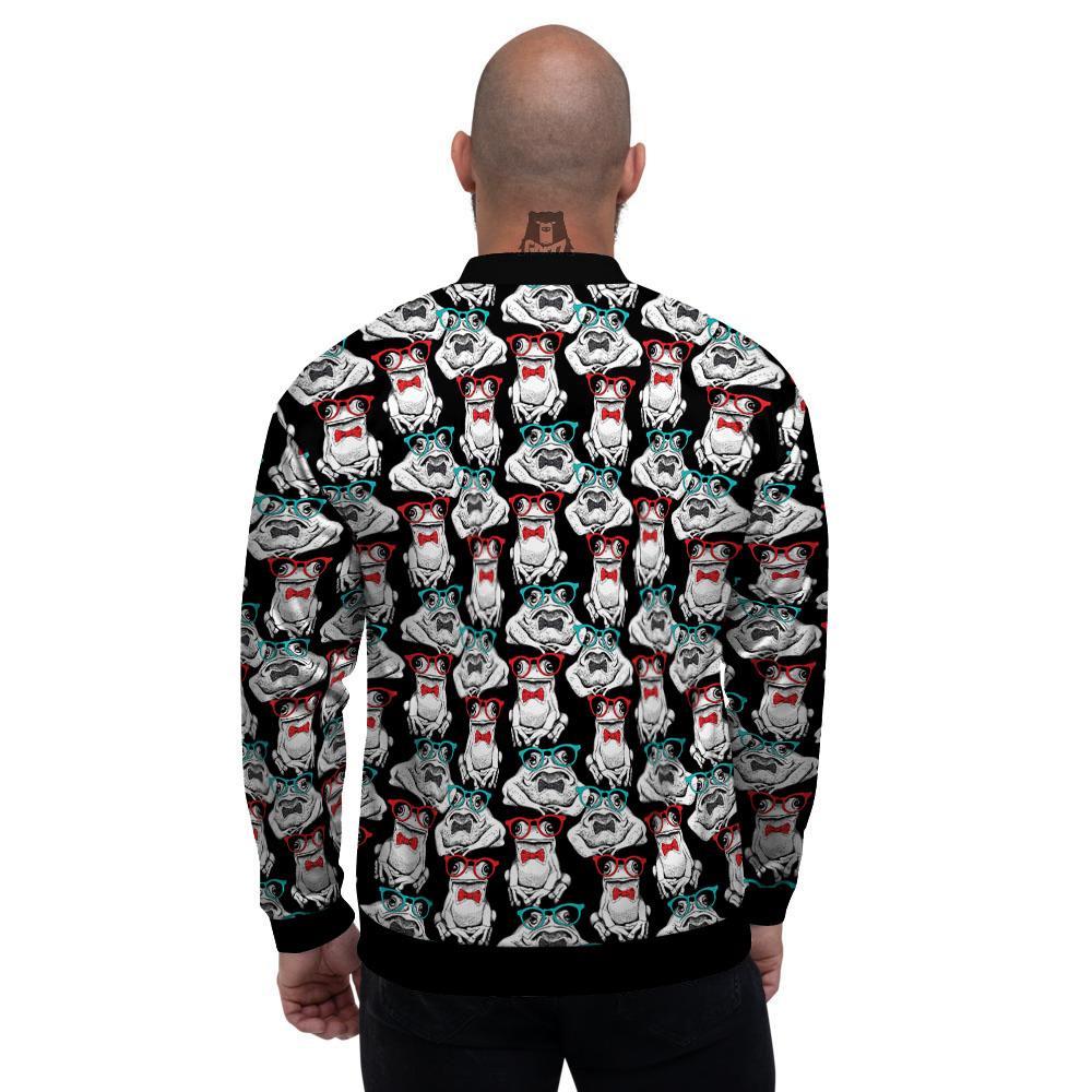 Hipster Frog Print Pattern Men's Bomber Jacket-grizzshop