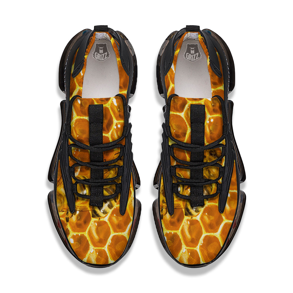 Hive Honey Bee Print Black Gym Shoes-grizzshop