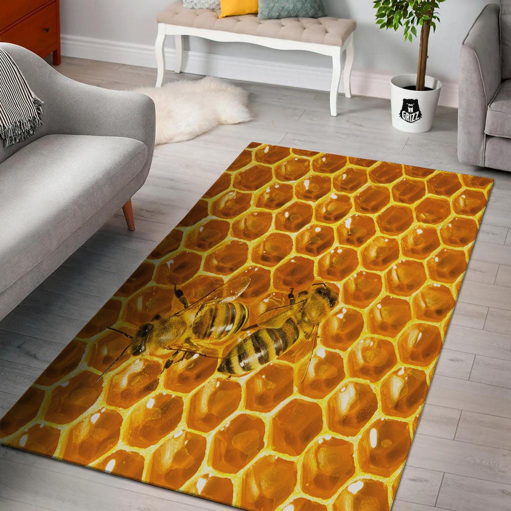 Hive Honey Bee Print Floor Mat-grizzshop