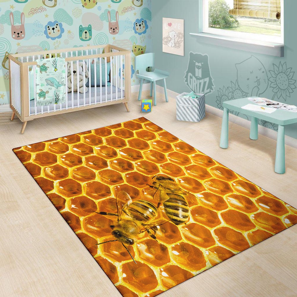Hive Honey Bee Print Floor Mat-grizzshop