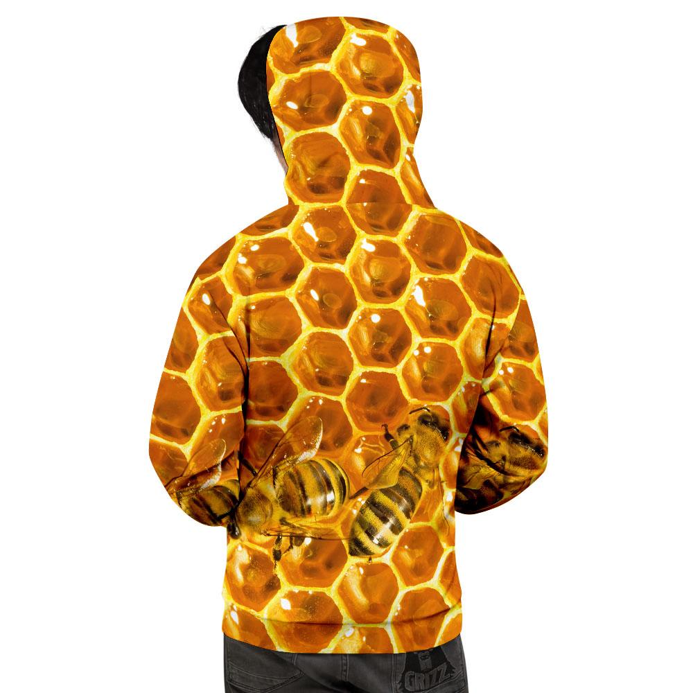 Hive Honey Bee Print Men's Hoodie-grizzshop