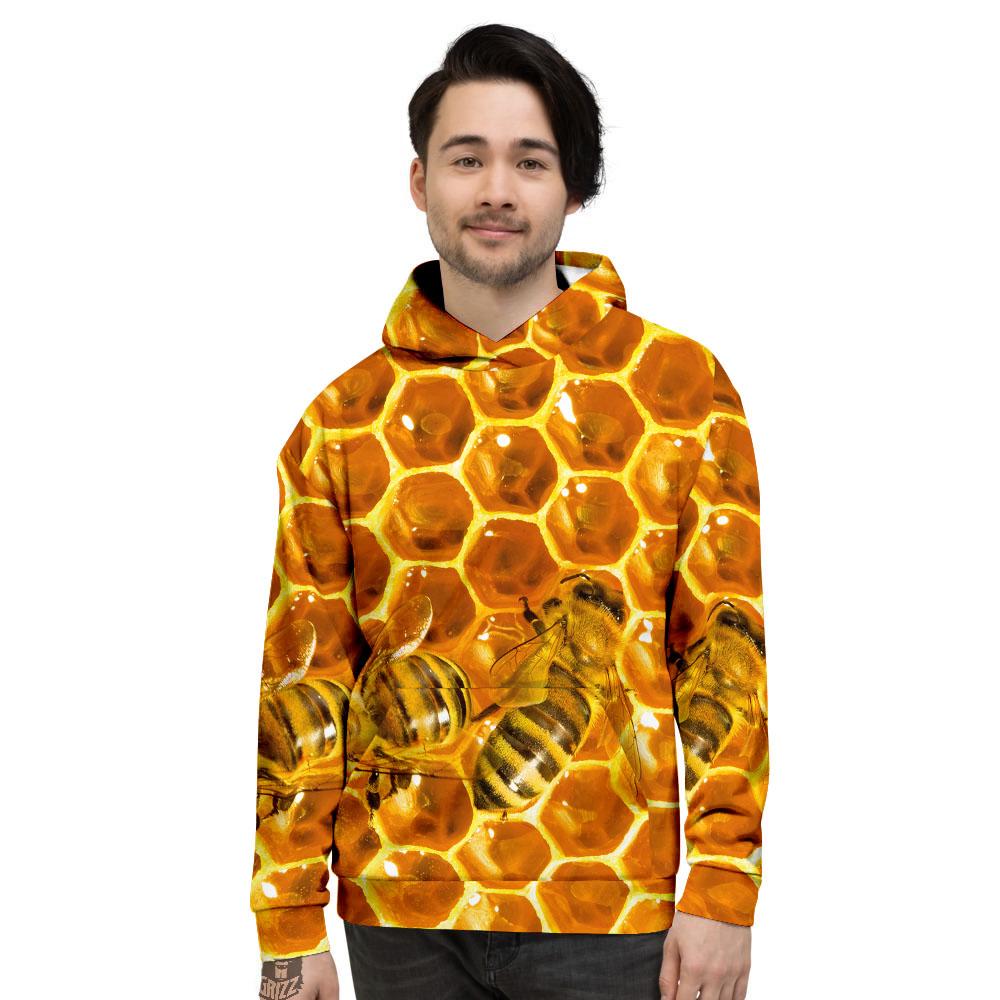 Hive Honey Bee Print Men's Hoodie-grizzshop