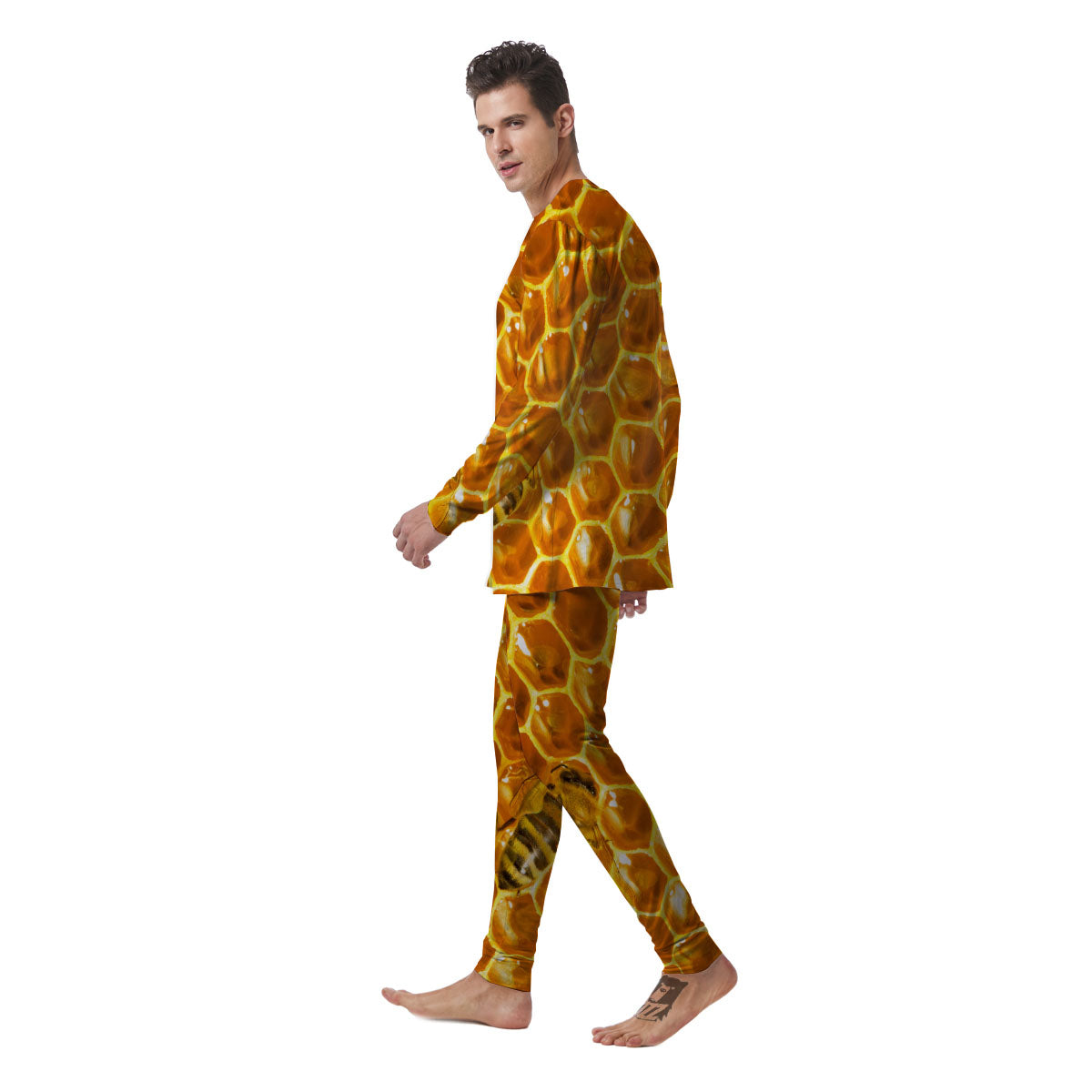 Hive Honey Bee Print Men's Pajamas-grizzshop