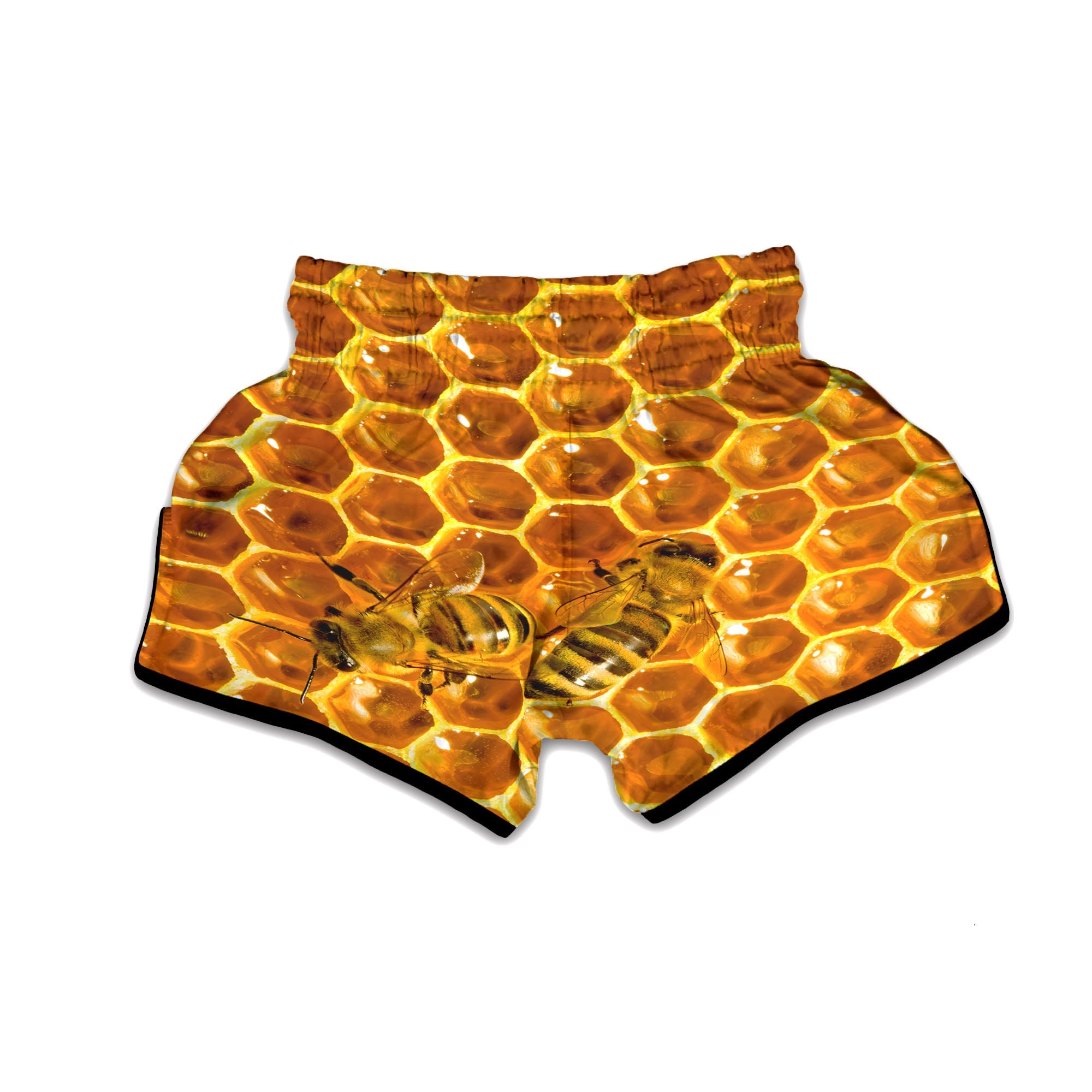 Hive Honey Bee Print Muay Thai Boxing Shorts-grizzshop