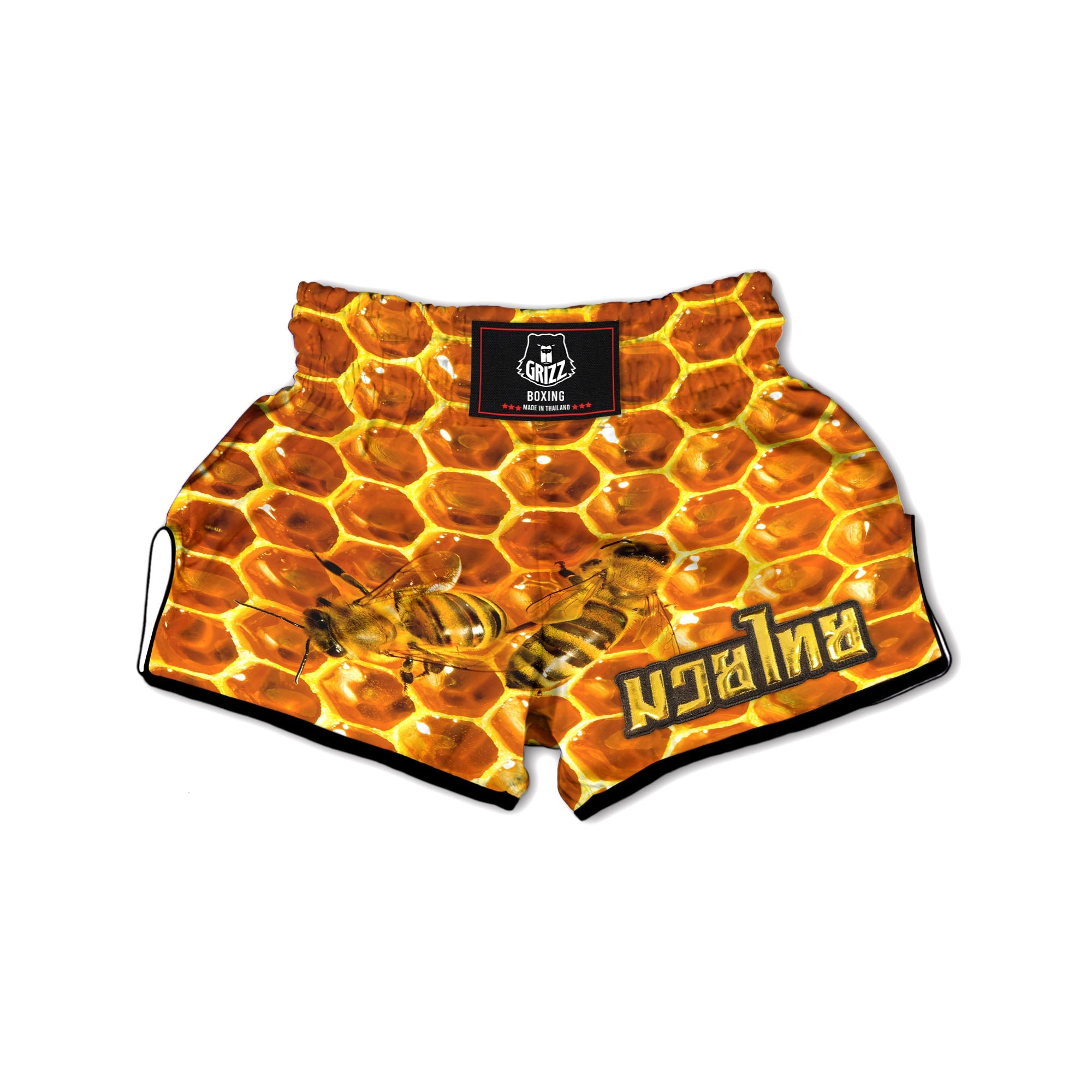 Hive Honey Bee Print Muay Thai Boxing Shorts-grizzshop