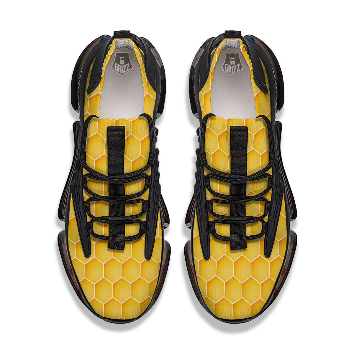 Hive Honey Bee Print Pattern Black Gym Shoes-grizzshop