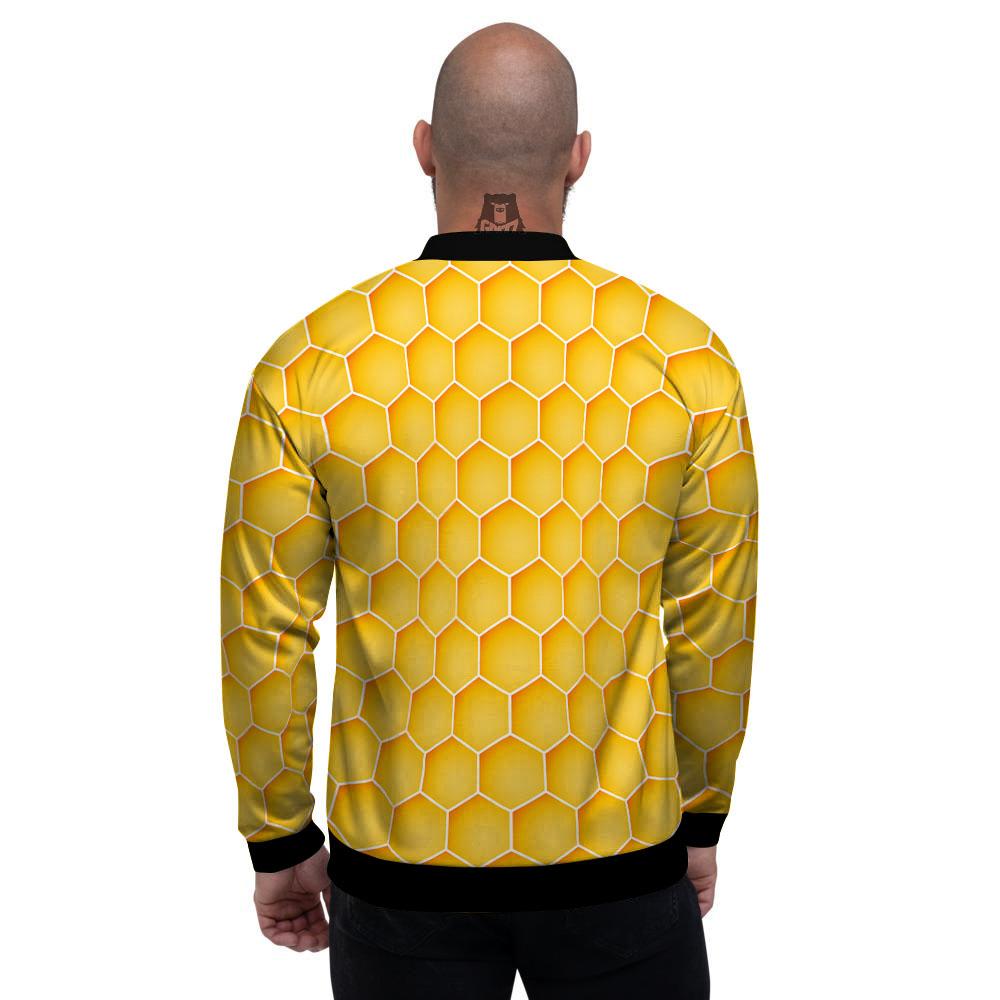 Hive Honey Bee Print Pattern Men's Bomber Jacket-grizzshop
