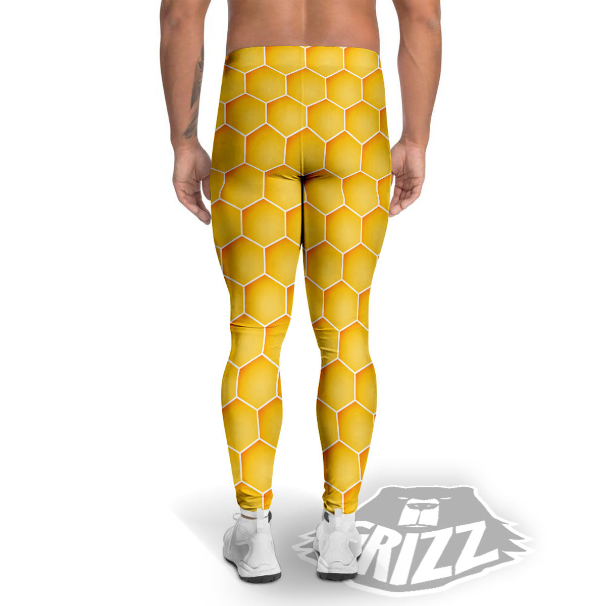 Hive Honey Bee Print Pattern Men's Leggings-grizzshop
