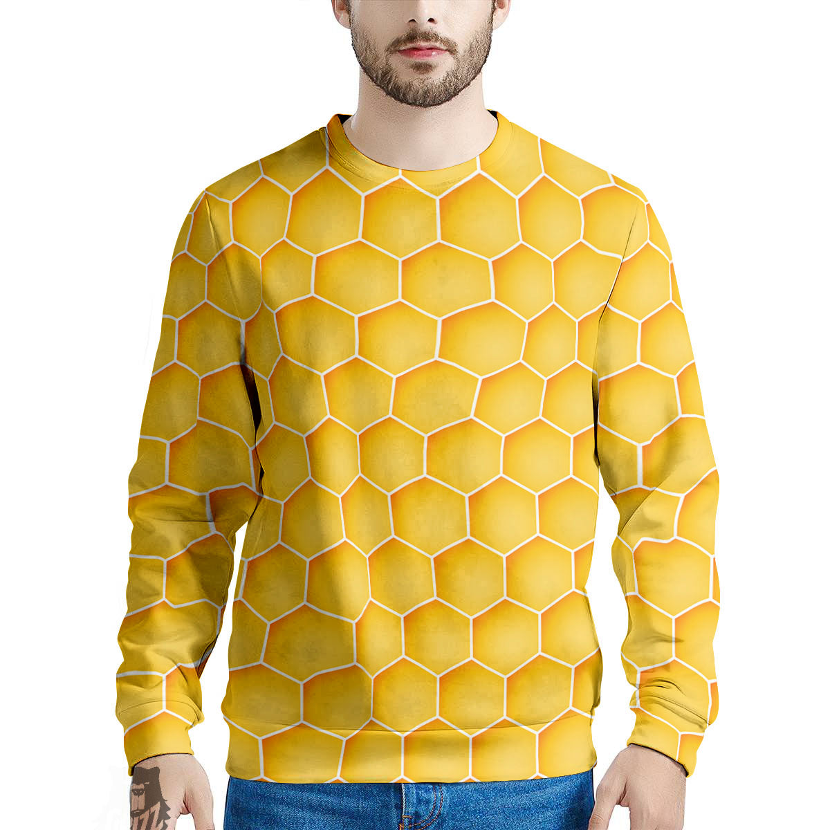 Hive Honey Bee Print Pattern Men's Sweatshirt-grizzshop