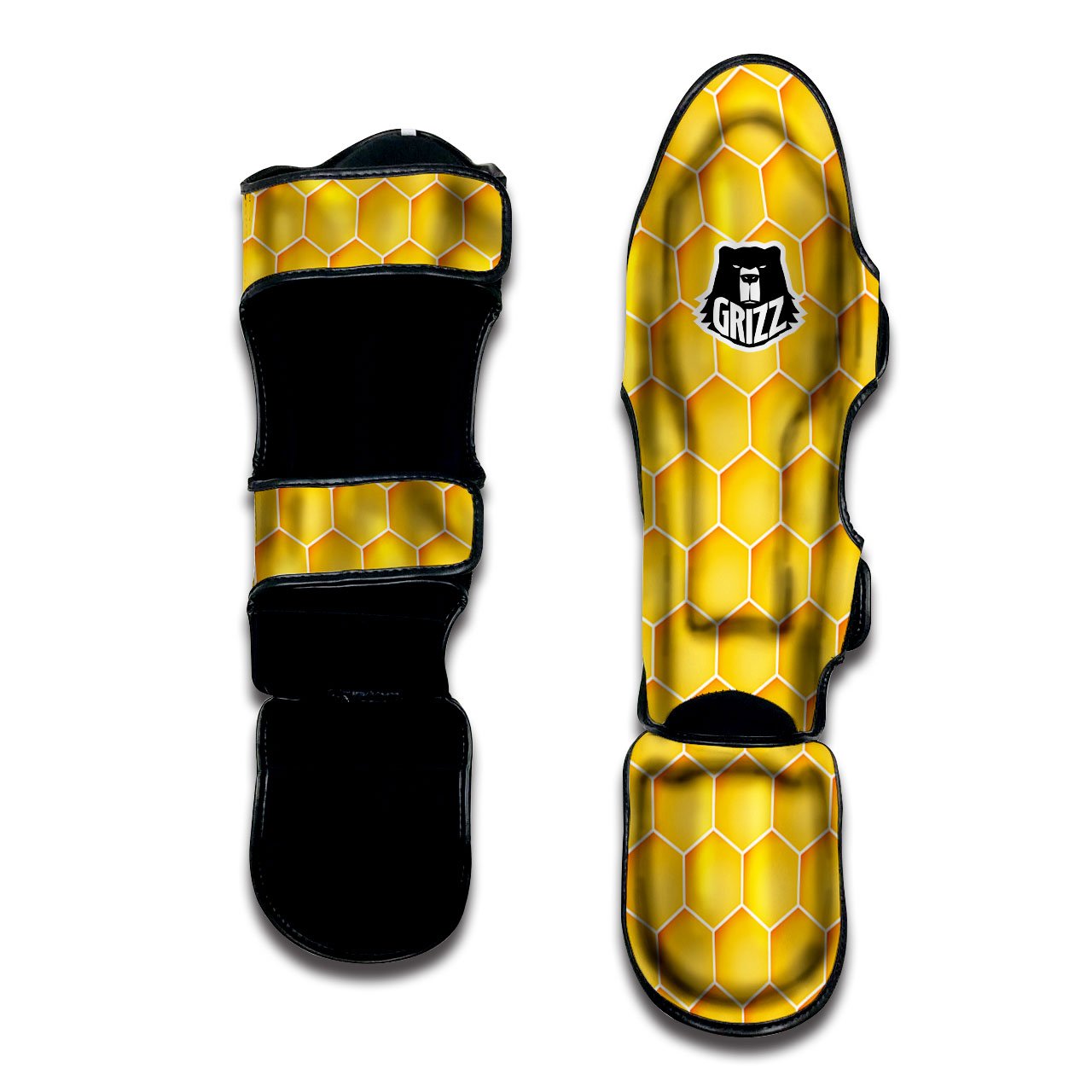 Hive Honey Bee Print Pattern Muay Thai Shin Guards-grizzshop