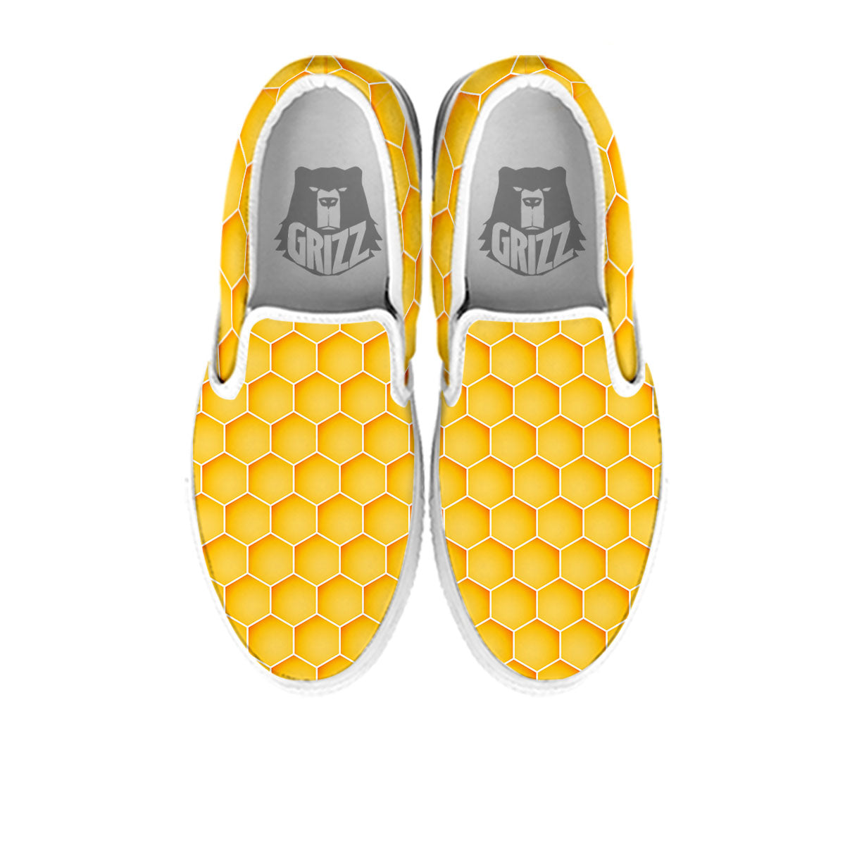 Hive Honey Bee Print Pattern White Slip On Shoes-grizzshop
