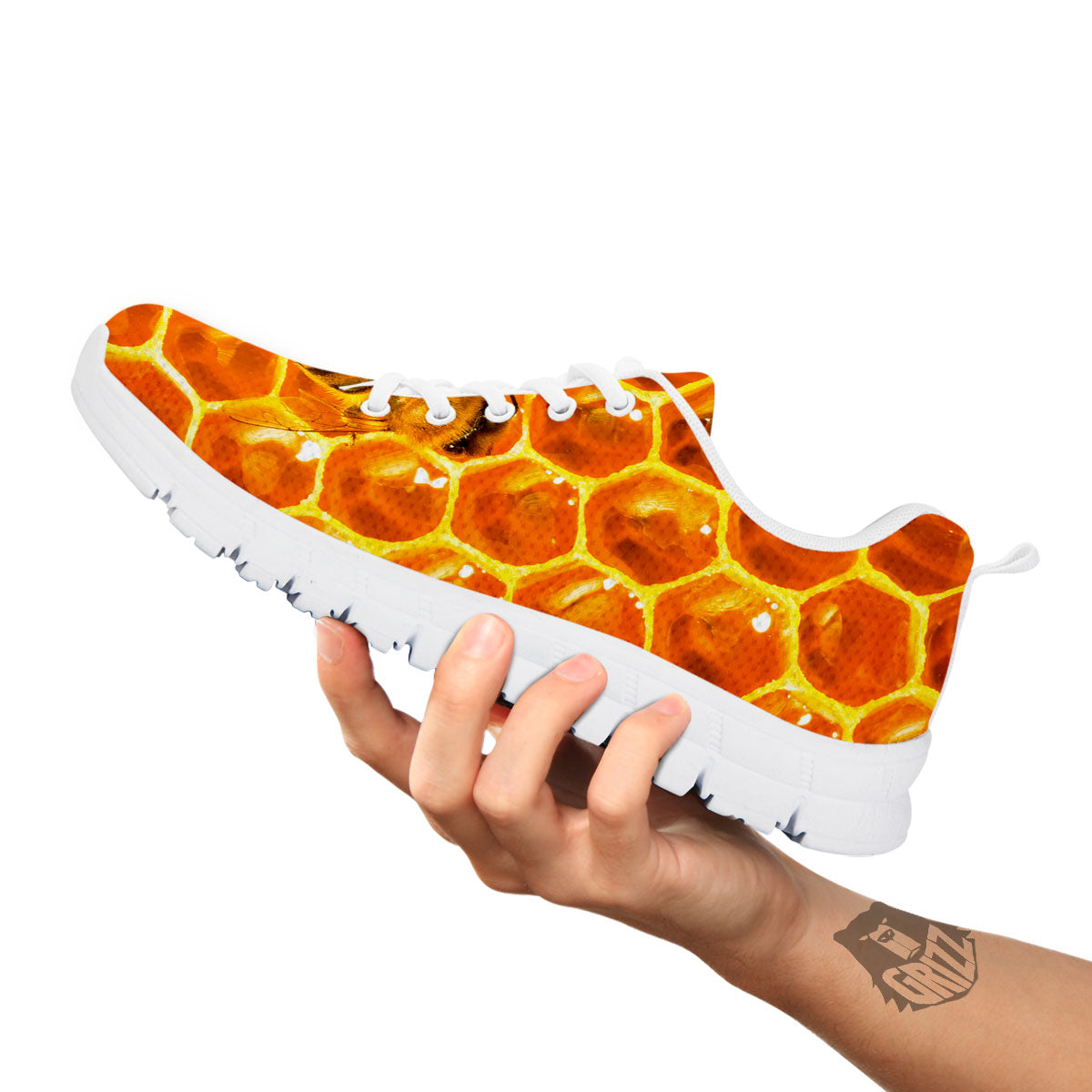 Hive Honey Bee Print White Sneaker-grizzshop