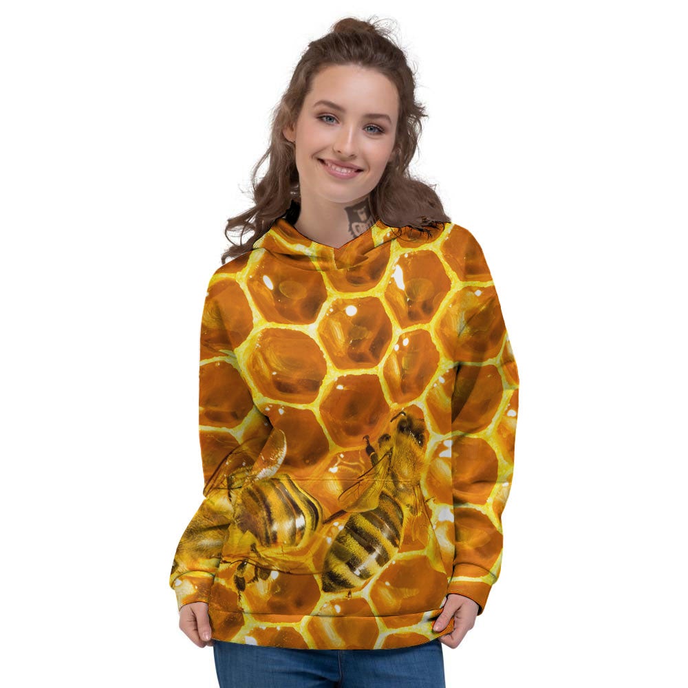 Hive Honey Bee Print Women's Hoodie-grizzshop