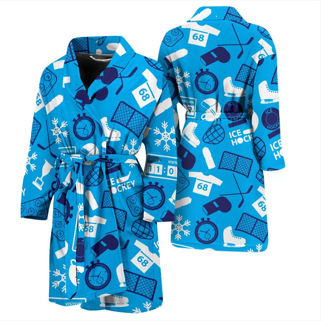 Hockey Print Pattern Men Long Robe-grizzshop