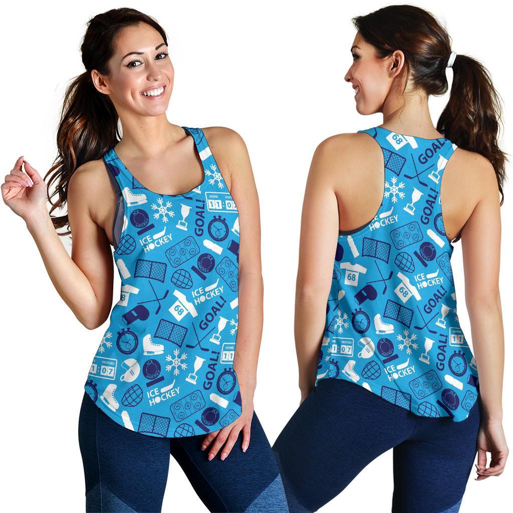 Hockey Print Pattern Racerback Tank Tops-grizzshop