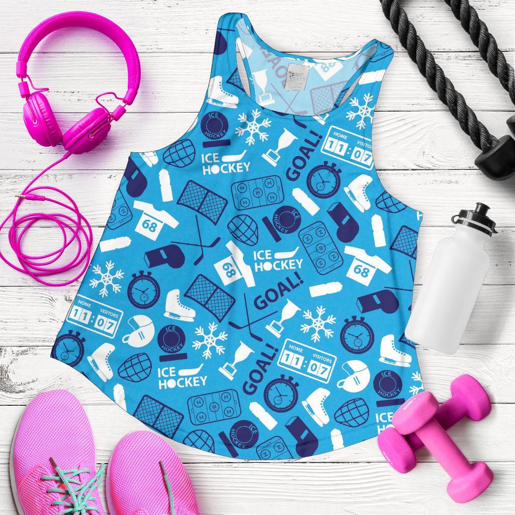 Hockey Print Pattern Racerback Tank Tops-grizzshop
