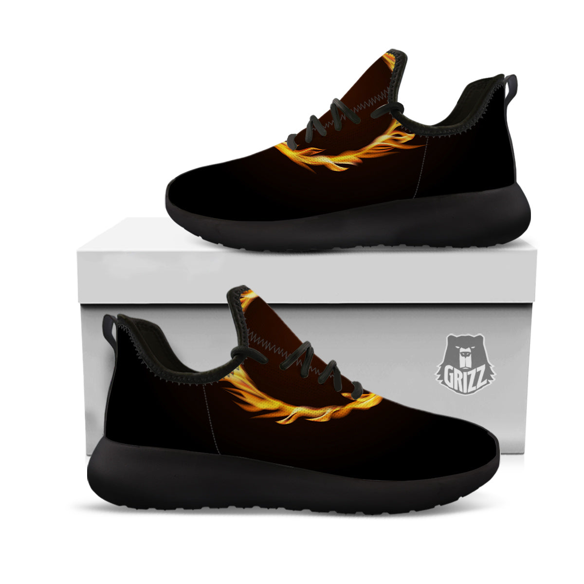Hole Burning Print Black Athletic Shoes-grizzshop