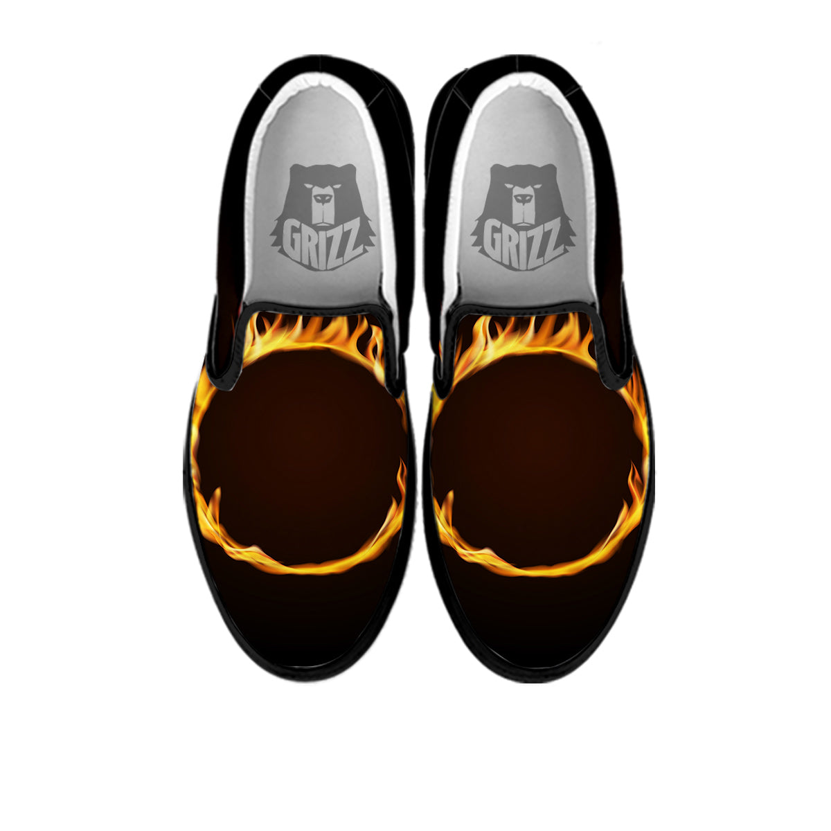 Hole Burning Print Black Slip On Shoes-grizzshop