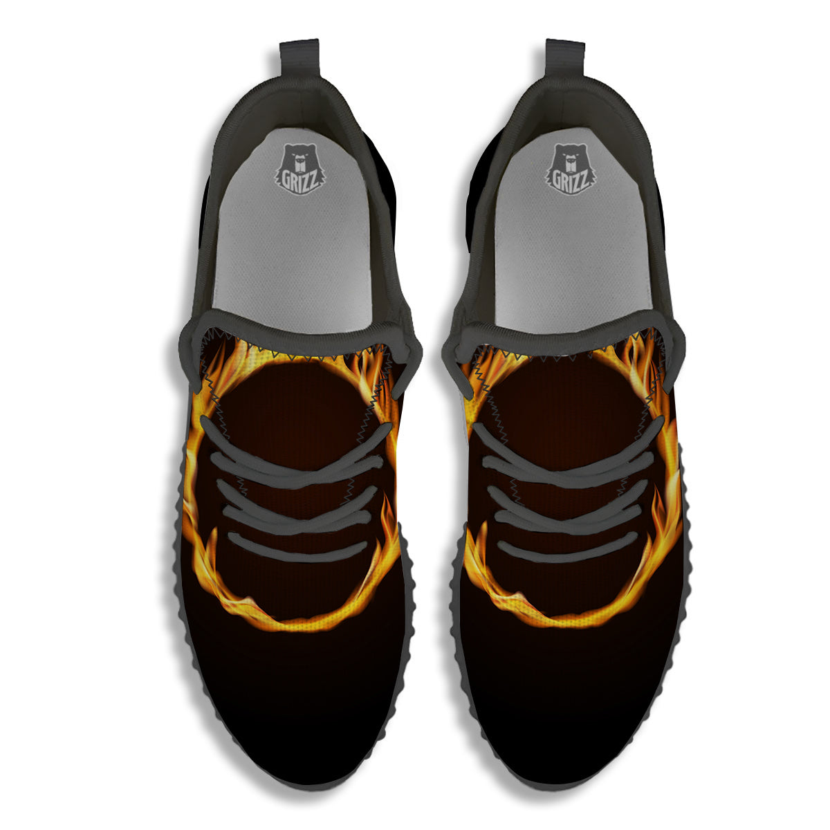 Hole Burning Print Black Walking Shoes-grizzshop