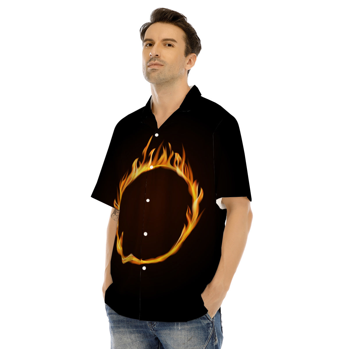 Hole Burning Print Men's Hawaiian Shirt-grizzshop