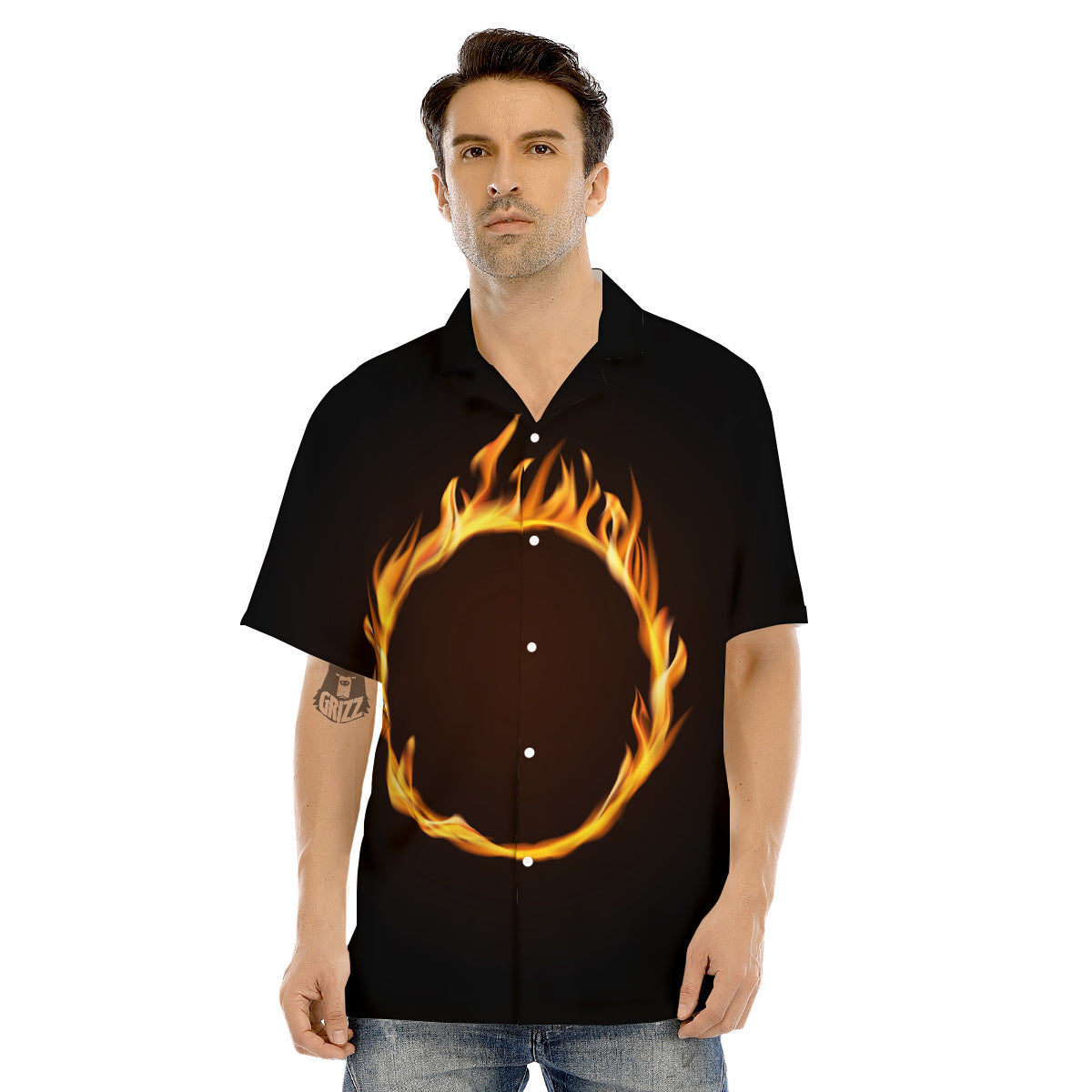 Hole Burning Print Men's Hawaiian Shirt-grizzshop