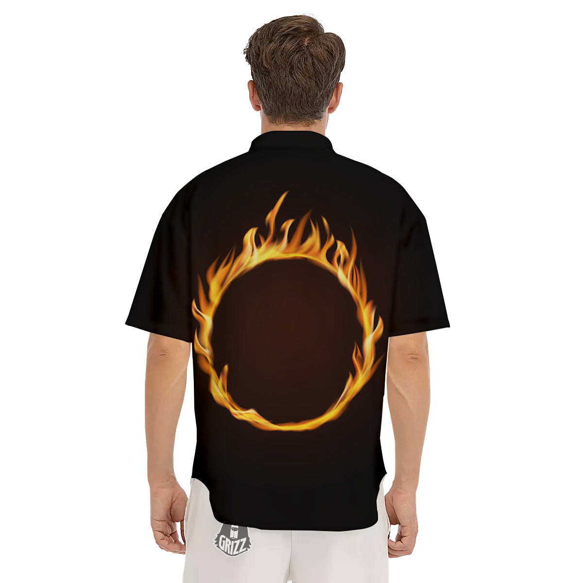Hole Burning Print Men's Short Sleeve Shirts-grizzshop