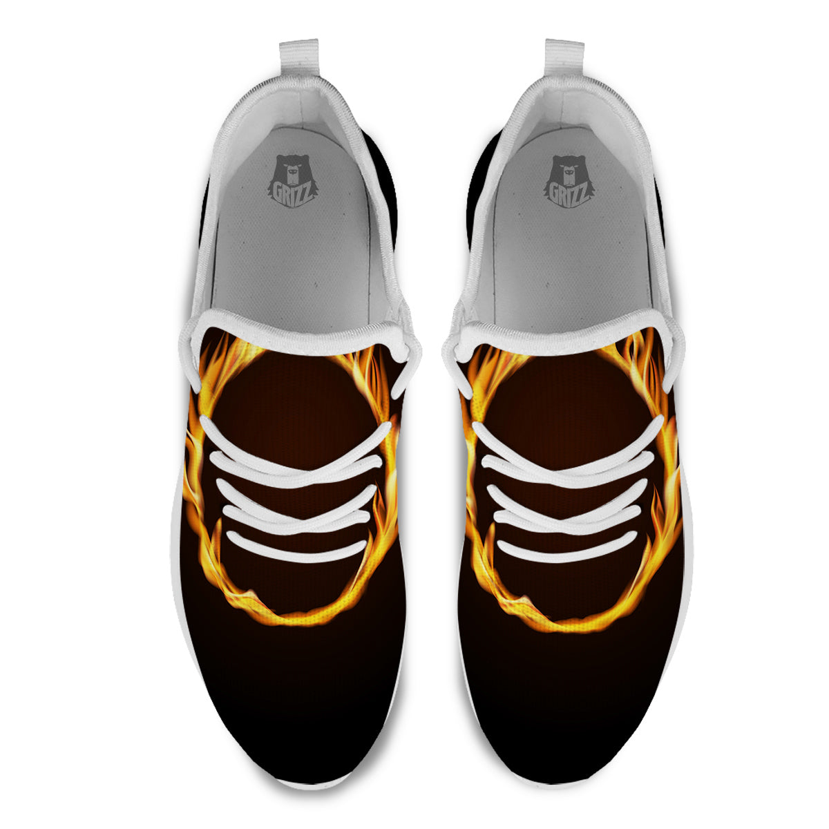 Hole Burning Print White Athletic Shoes-grizzshop
