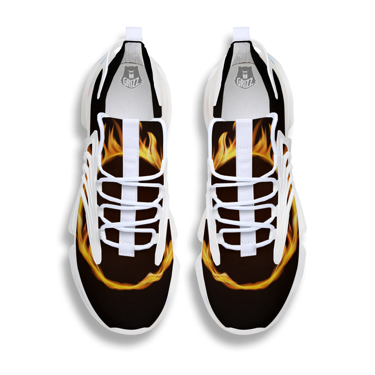 Hole Burning Print White Gym Shoes-grizzshop