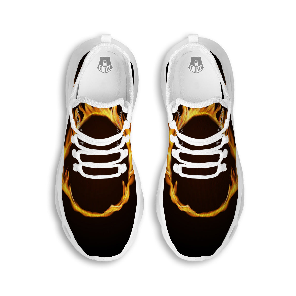 Hole Burning Print White Running Shoes-grizzshop