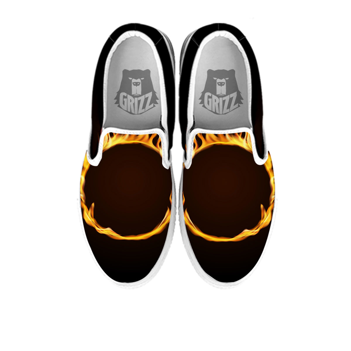Hole Burning Print White Slip On Shoes-grizzshop