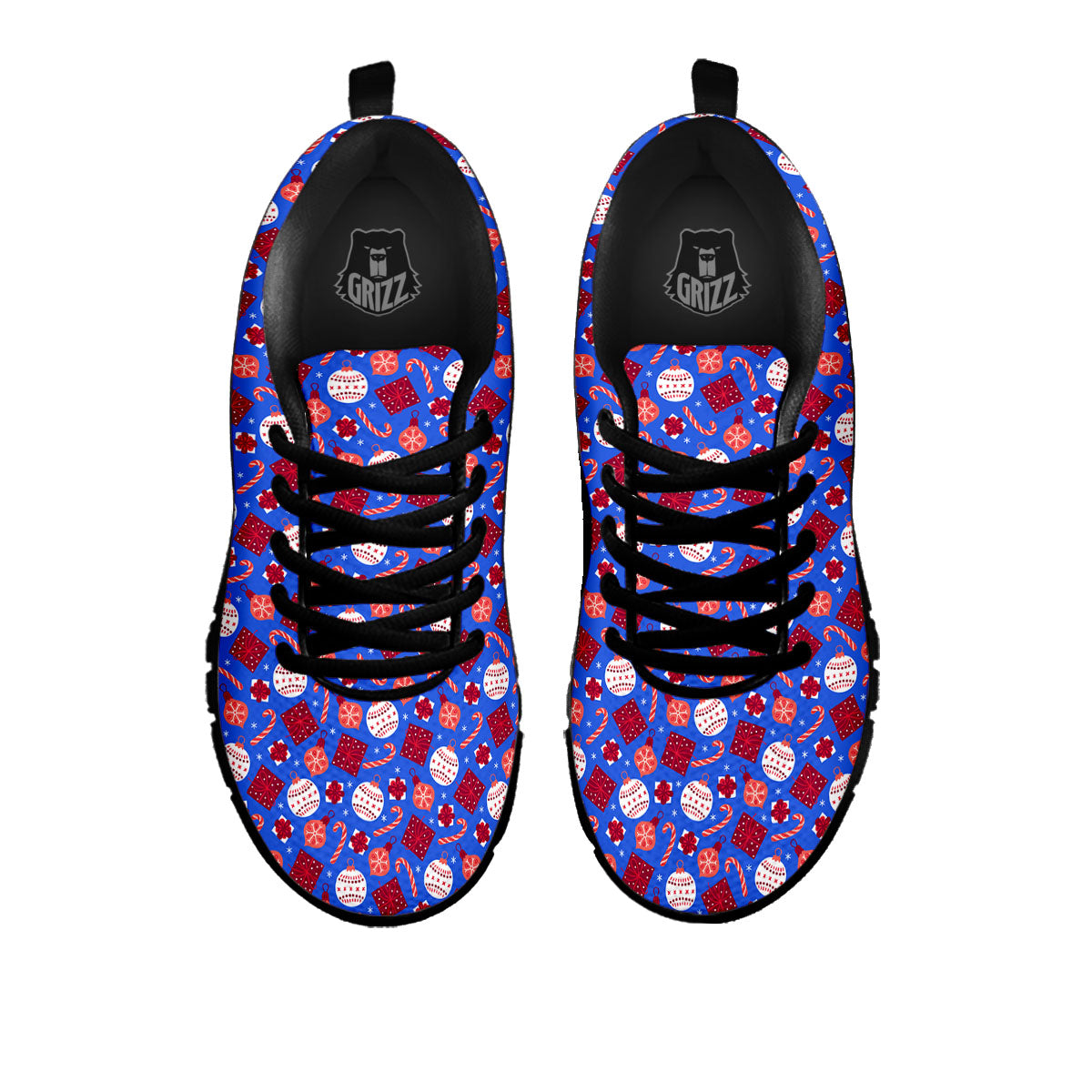 Holiday Elements Christmas Print Pattern Black Sneaker-grizzshop