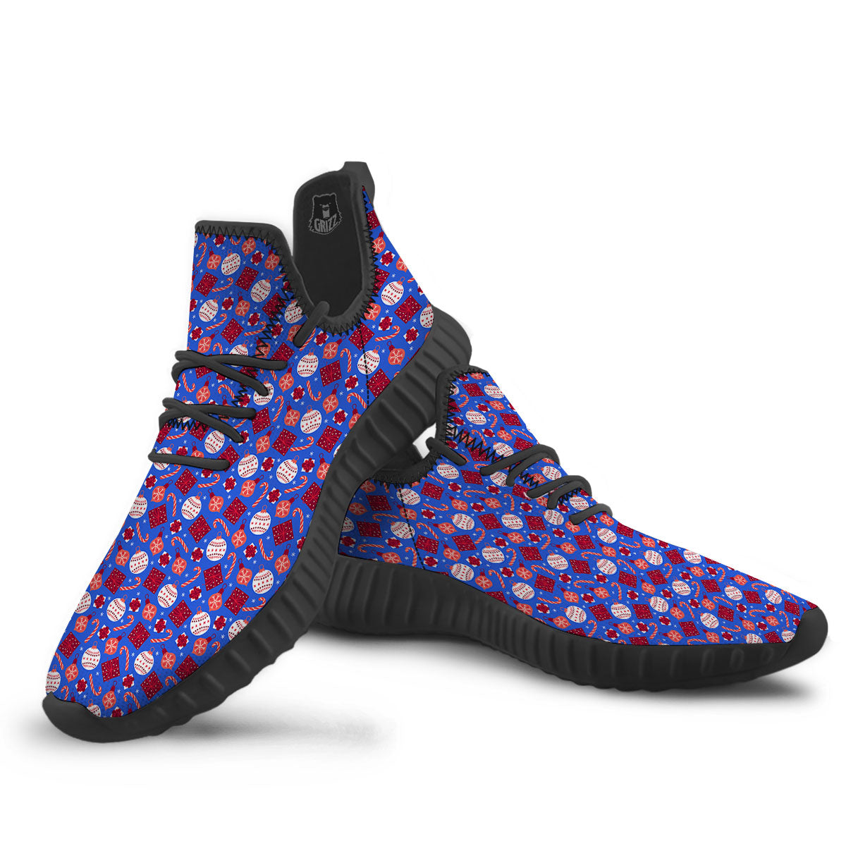 Holiday Elements Christmas Print Pattern Black Walking Shoes-grizzshop