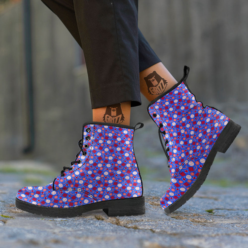 Holiday Elements Christmas Print Pattern Leather Boots-grizzshop
