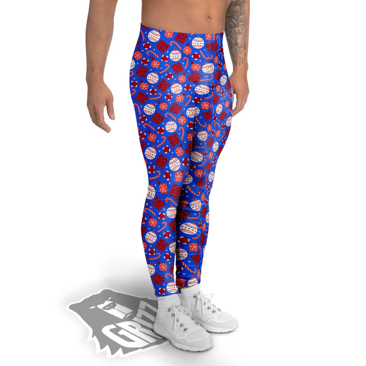 Holiday Elements Christmas Print Pattern Men's Leggings-grizzshop