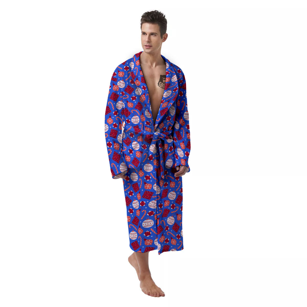 Holiday Elements Christmas Print Pattern Men's Robe-grizzshop