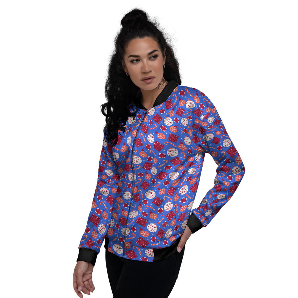 Holiday Elements Christmas Print Pattern Women's Bomber Jacket-grizzshop