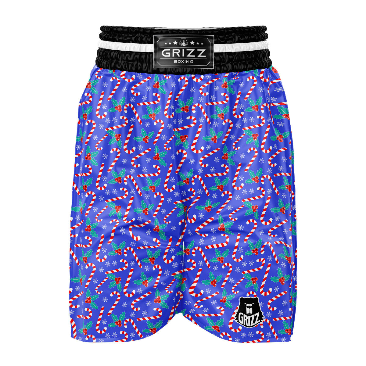 Holly Berry And Candy Cane Christmas Print Pattern Boxing Shorts-grizzshop