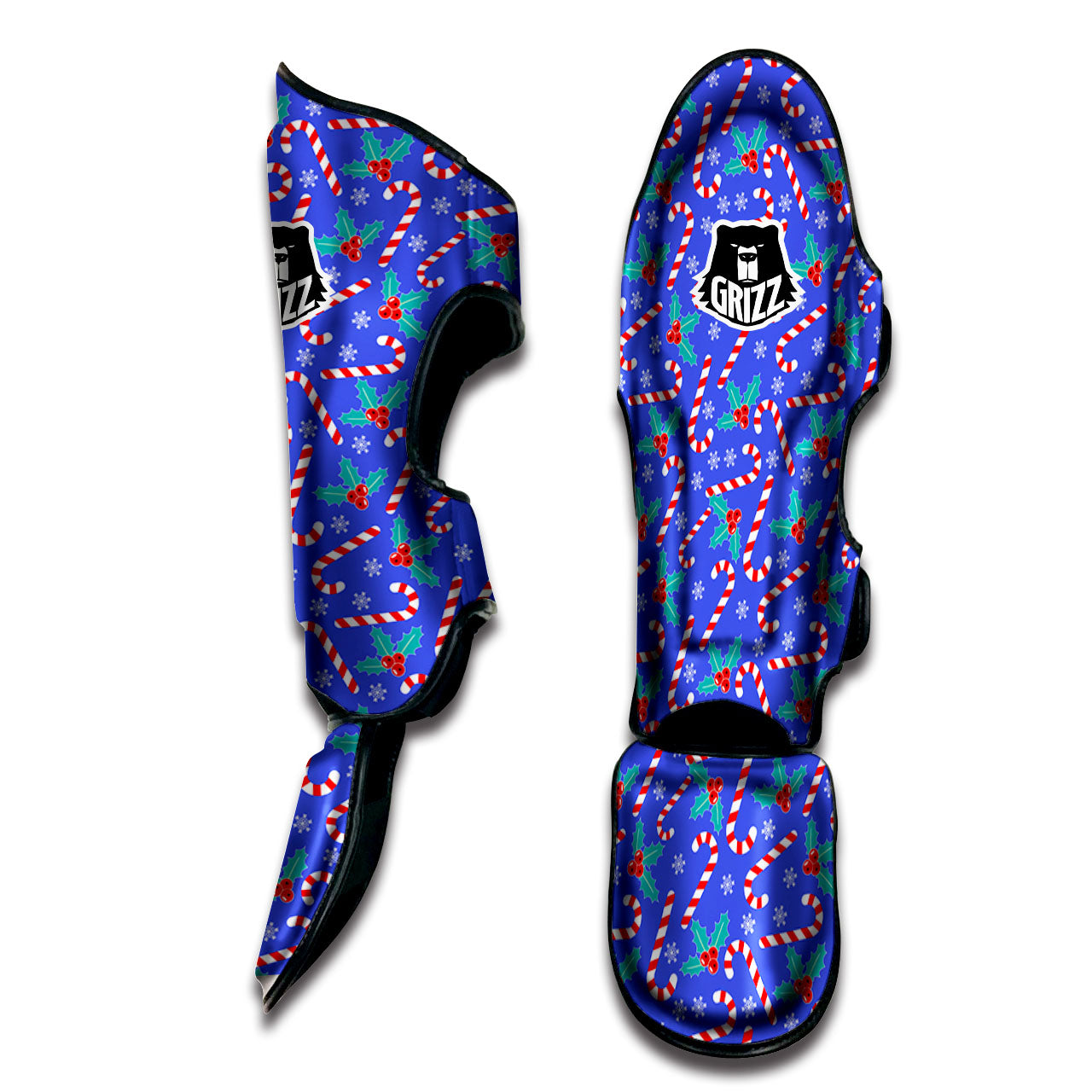 Holly Berry And Candy Cane Christmas Print Pattern Muay Thai Shin Guards-grizzshop
