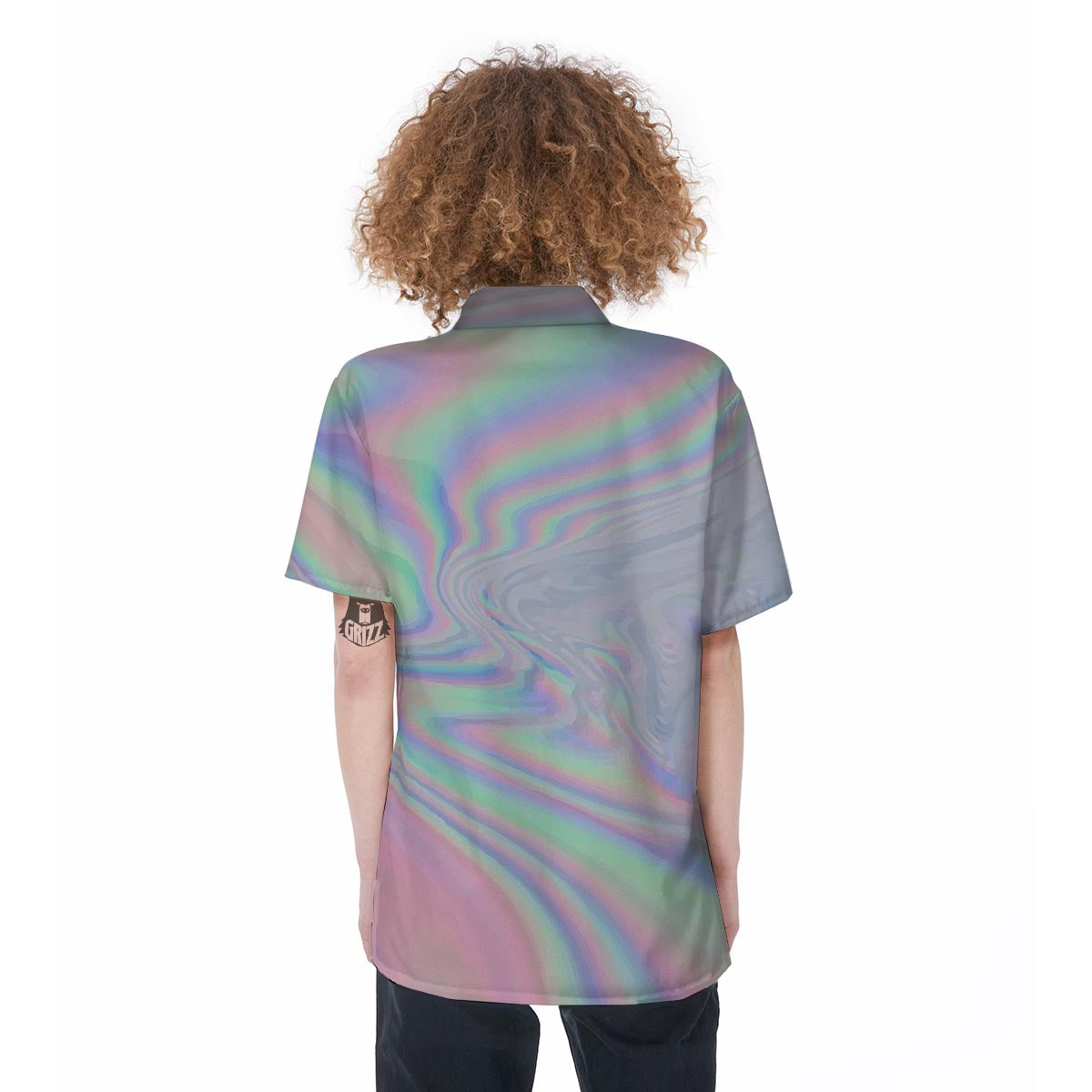 Holographic Abstract Women's Short Sleeve Shirts-grizzshop