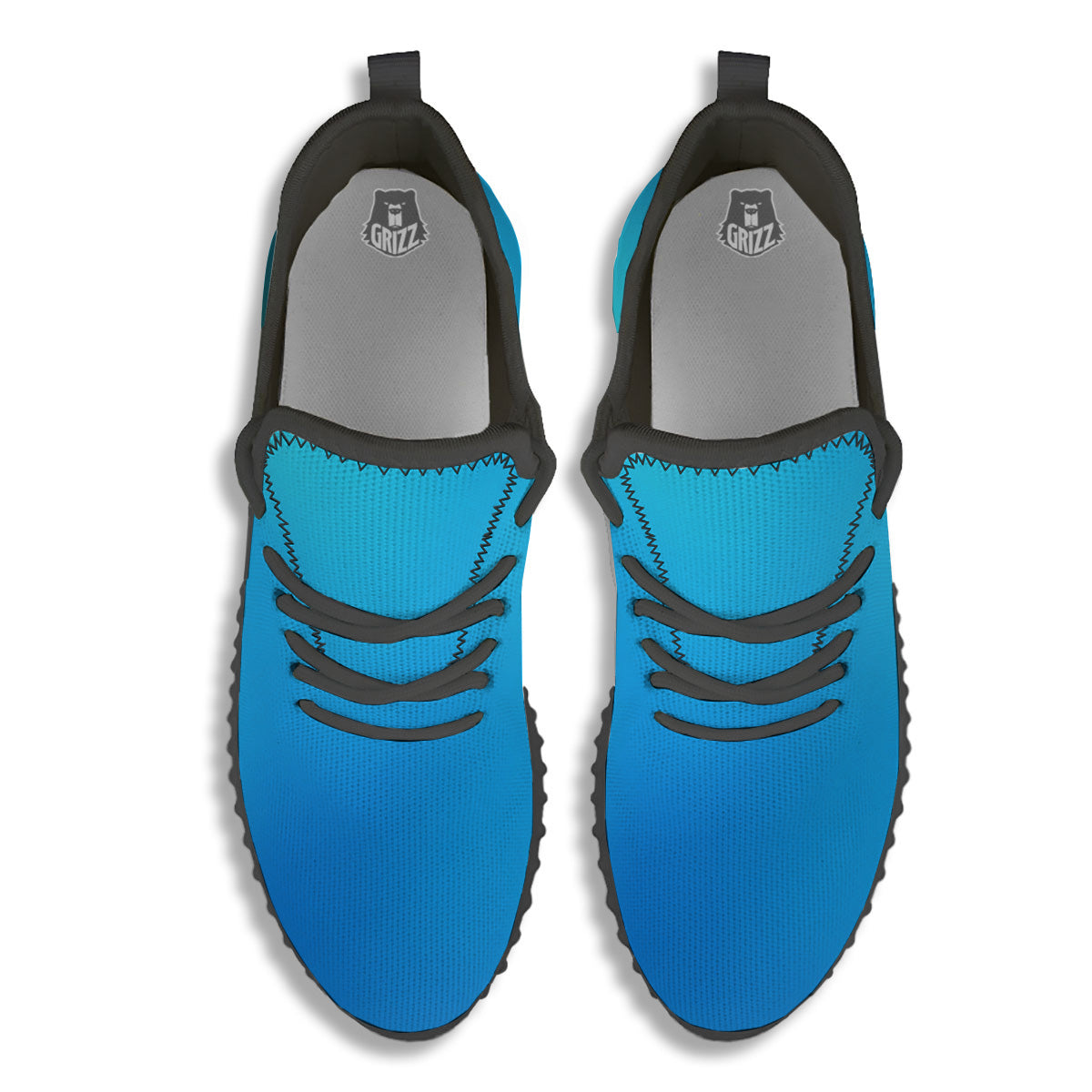 Holographic Blue Print Black Walking Shoes-grizzshop