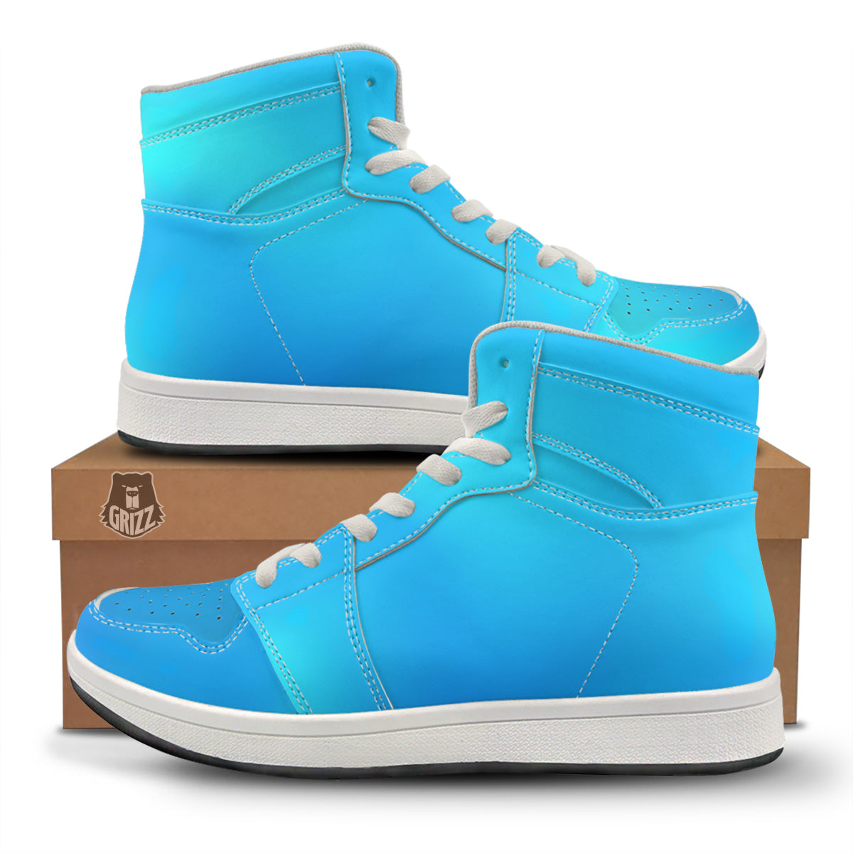 Holographic Blue Print High Top Sneakers-grizzshop